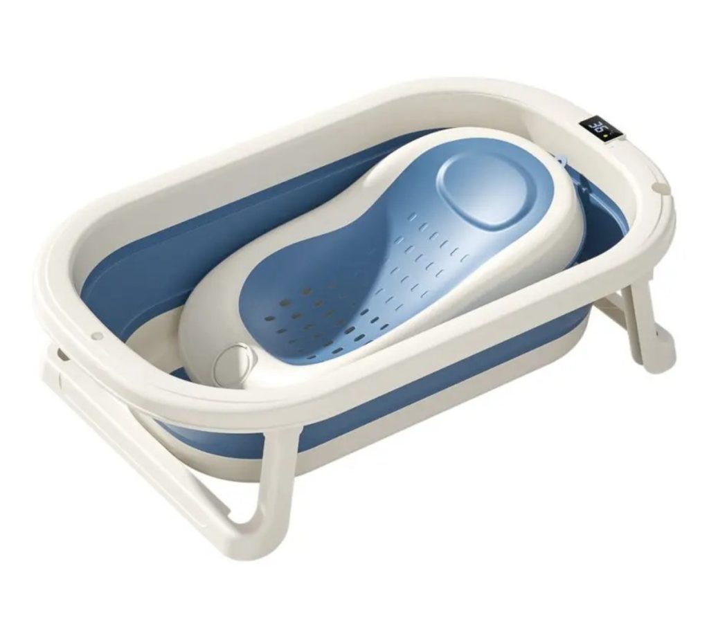 Bañera Plegable Mami Love c/ Termometro Azul