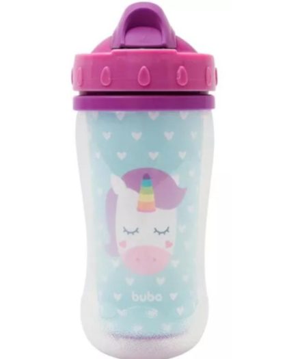 Botella buba c/ Pajita Retractil Doble Pared 320ml Unicornio