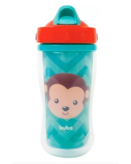 Botella buba c/ Pajita Retractil Doble Pared 320ml Monito