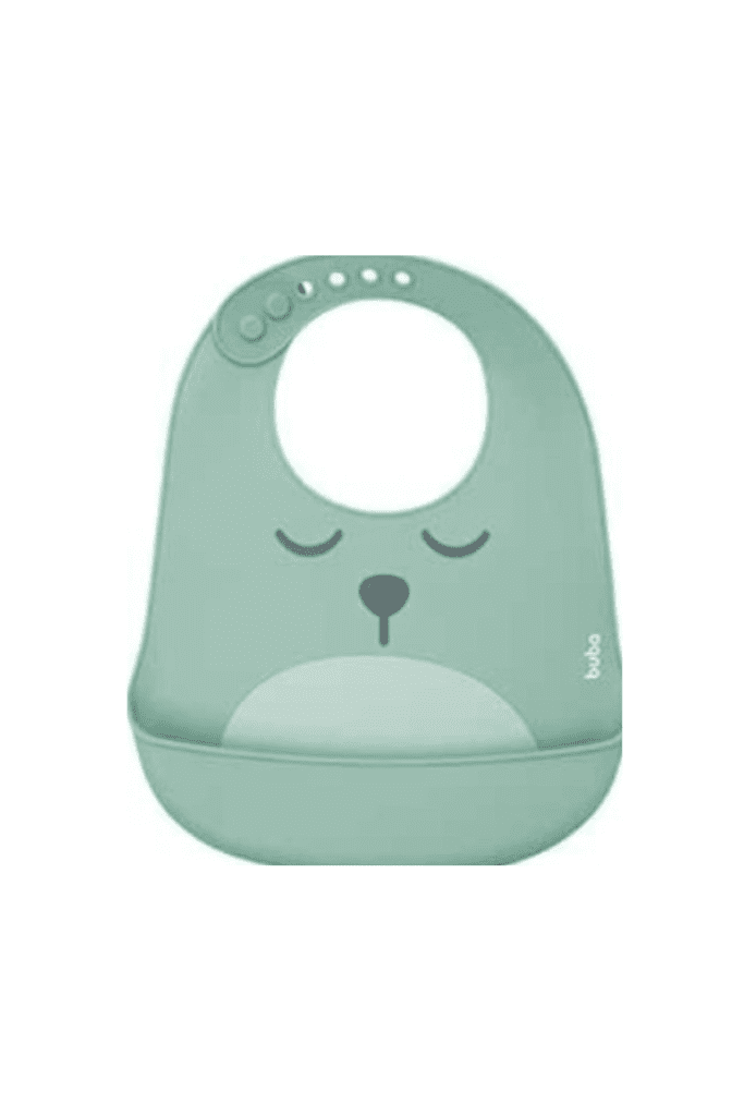 Babero de Silicona Buba con Bolsillo c/ Diseño Osito Verde