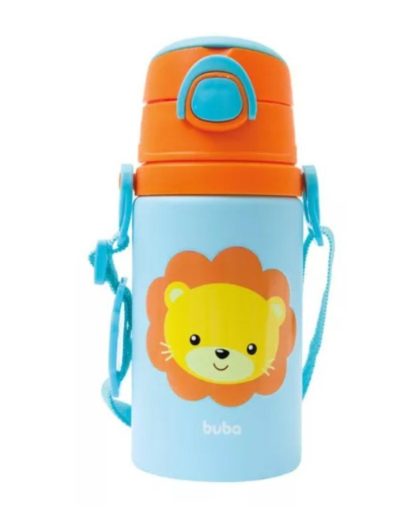 Botella buba de Aluminio 400ml c/Pajita y Cordón de Transporte Leon