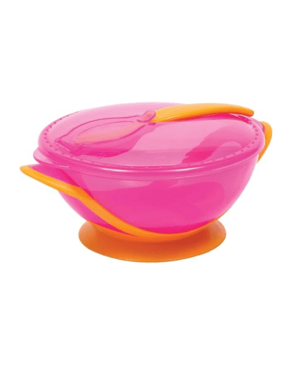 Set de Bowl buba c/Tapa y Ventosa + Cuchara Rosa