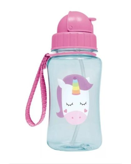 Botella buba c/ Pajita y Tapa Antiderrame 350ml Unicornio