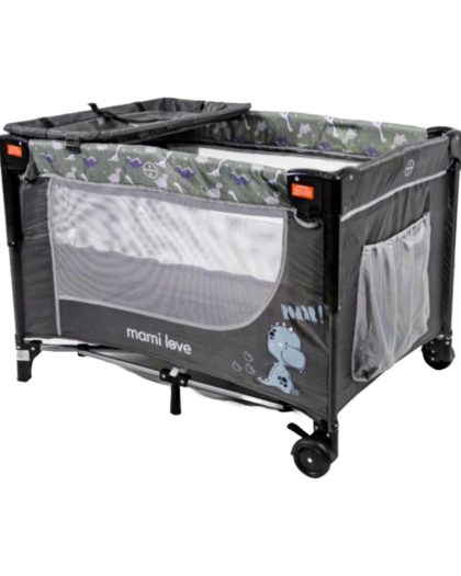 Cuna Corralito Mami Love Colecho Madison Gris c/ Mosquitero y Cambiador