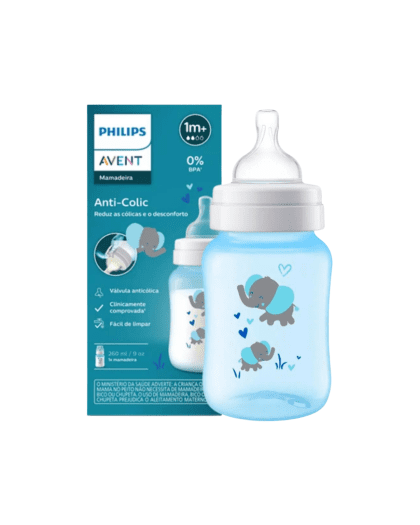 Biberon Anticolicos Azul Philips Avent c/ Diseño Elefante 260ml