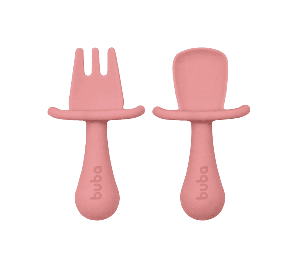 Set de Cubiertos de Silicona buba c/Protector de Seguridad Rosa