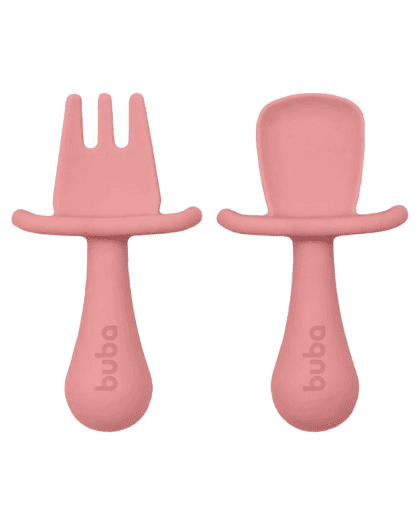 Set de Cubiertos de Silicona buba c/Protector de Seguridad Rosa