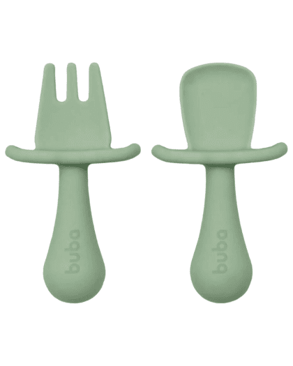 Set de Cubiertos de Silicona buba c/Protector de Seguridad Verde