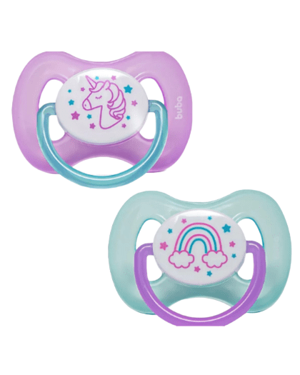 Pack x 2 Chupetes Buba Comfort Nocturno 0-6meses c/ Diseño Unicornio