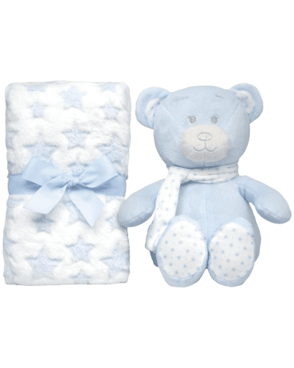 Set de Regalo buba Peluche Osito + Mantita Azul