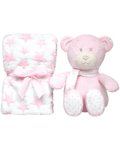 Set de Regalo buba Peluche Osito + Mantita Rosa