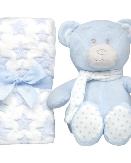 Set de Regalo buba Peluche Osito + Mantita Azul