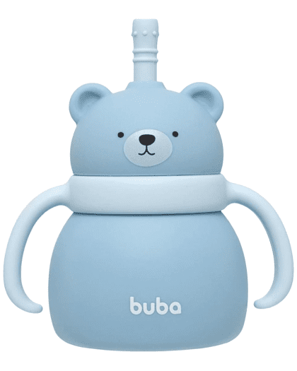 Vaso de Entrenamiento de Silicona Buba c/Asas y Pajita 200ml Azul