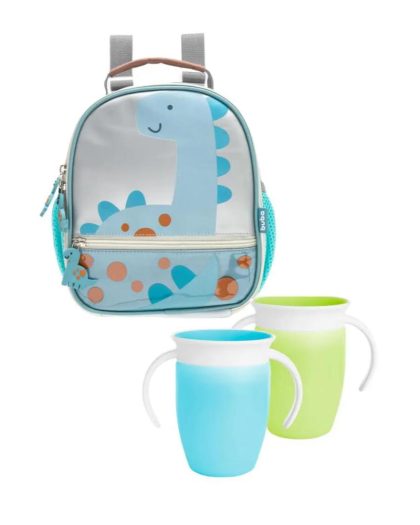 Mochila Lunchera Termica + 2 Vasos Miracle Azul