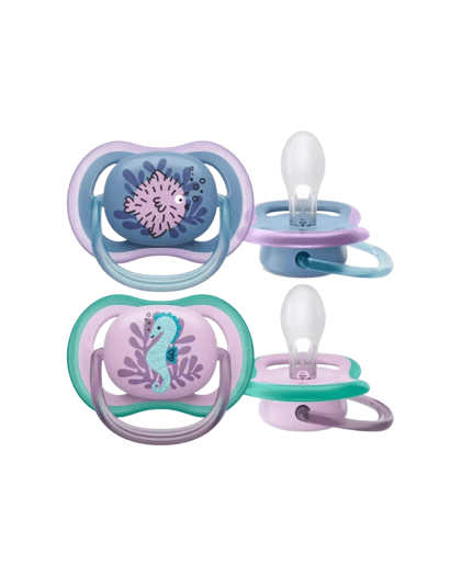 Pack x 2 Chupete Anatomicos Philips Avent  Ultra Air 6-18meses Animales marinos Niña