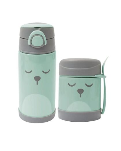 Botella de Térmica 400ml + Pote Térmico Antiderrame Buba Diseño Oso Verde