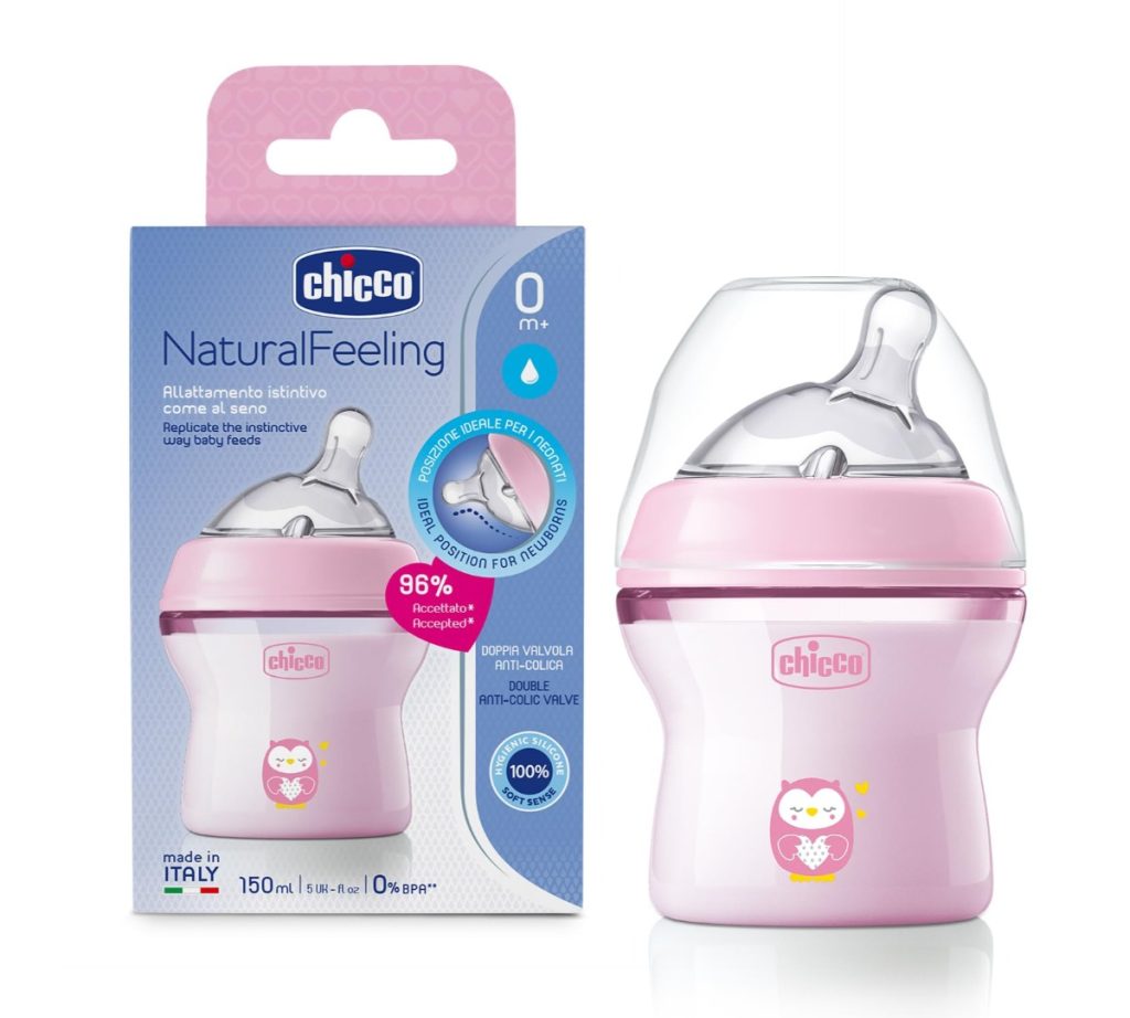 Biberón Natural Chicco Feeling 0m+ 150ml Rosa