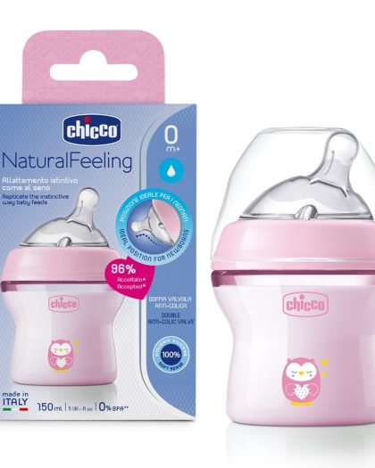 Biberón Natural Chicco Feeling 0m+ 150ml Rosa
