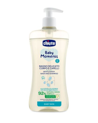 Baño Delicado Cuerpo y Cabello Chicco Baby Moments 500 ml
